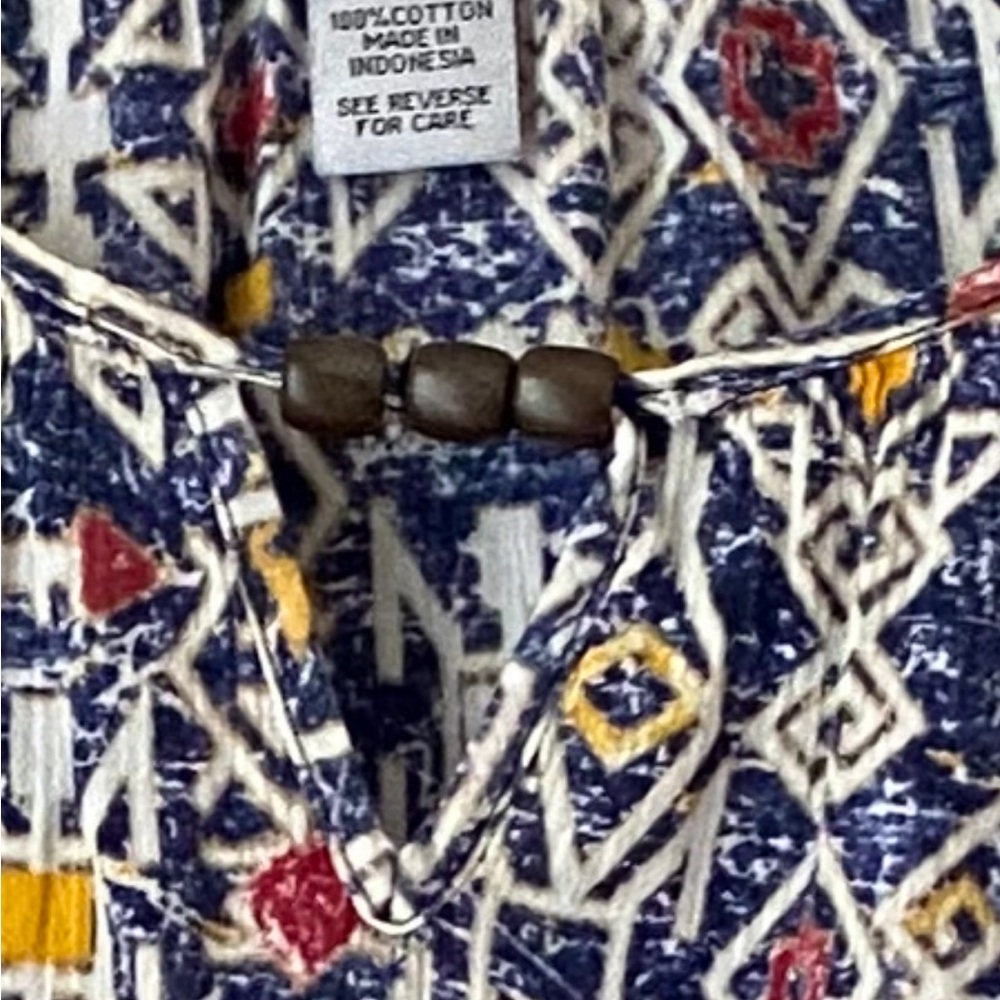 Catherines Navy, White & Mustard Geometric Peasant Tunic 5 X - Picture 7 of 7